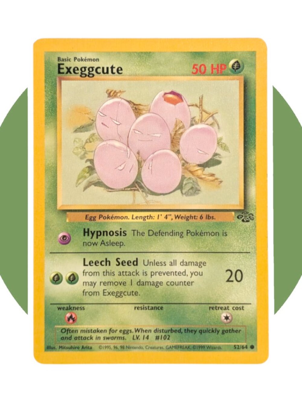 Jungle Pokemon Card (O01): Exeggcute 52/64, Mitsuhiro Arita